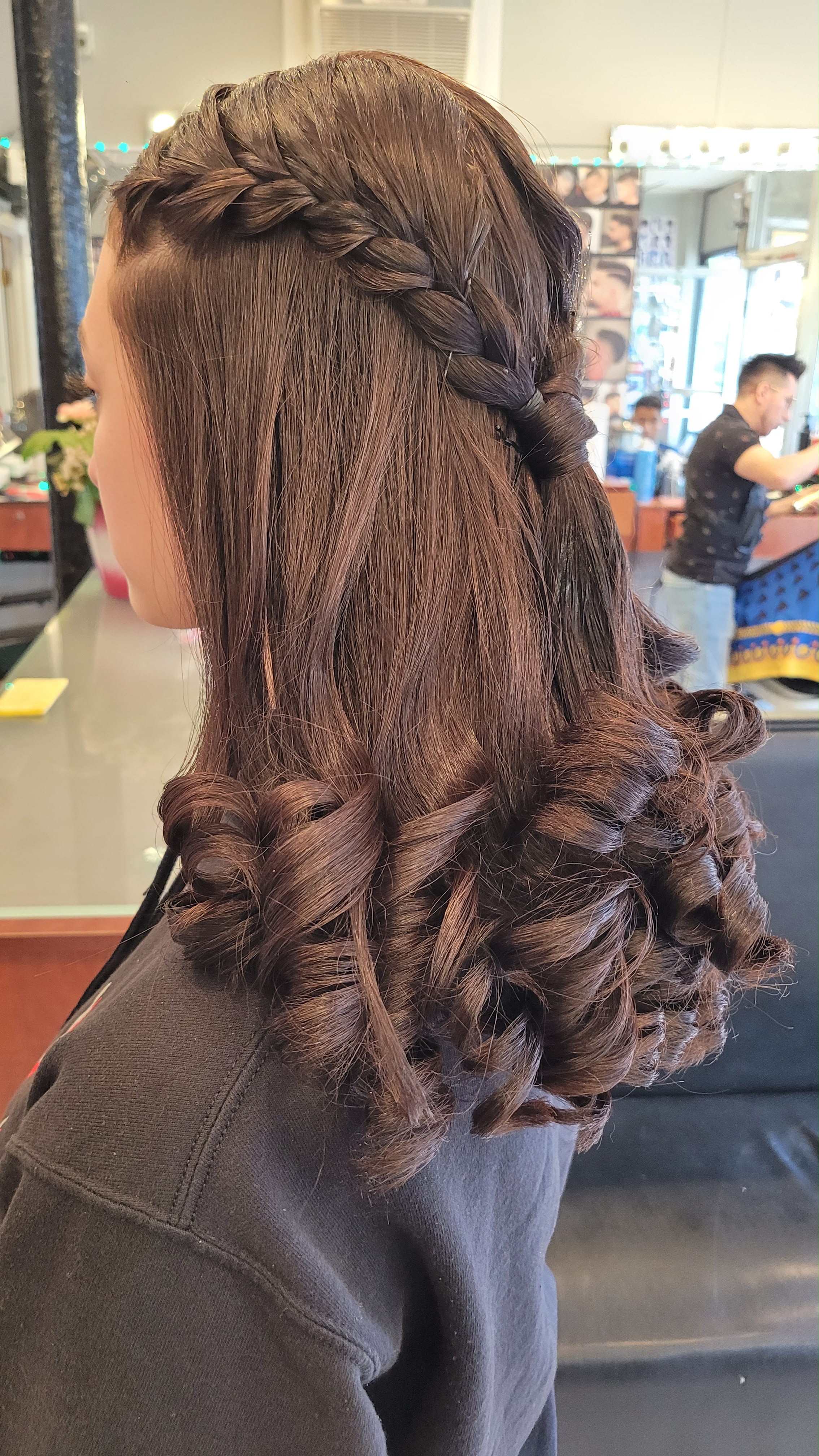 Half-up braided hairstyle