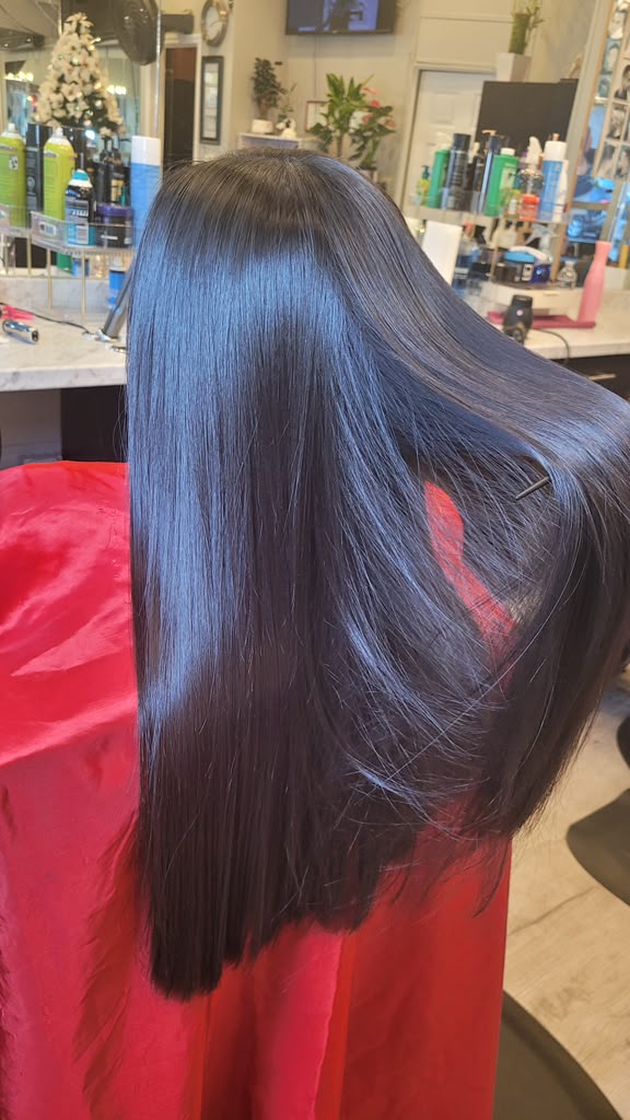 Smooth hair after a keratin treatment at Dina Salon